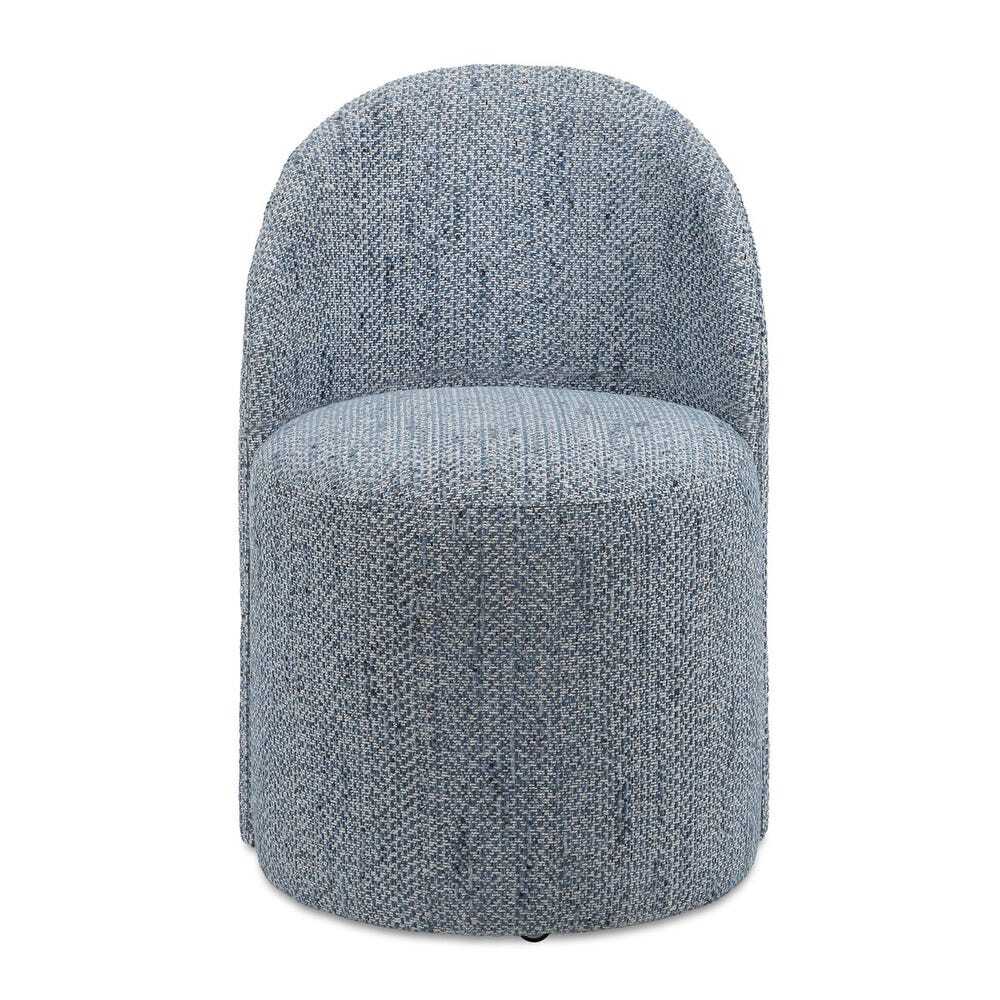 Cushioned dining chair, in blue denim color