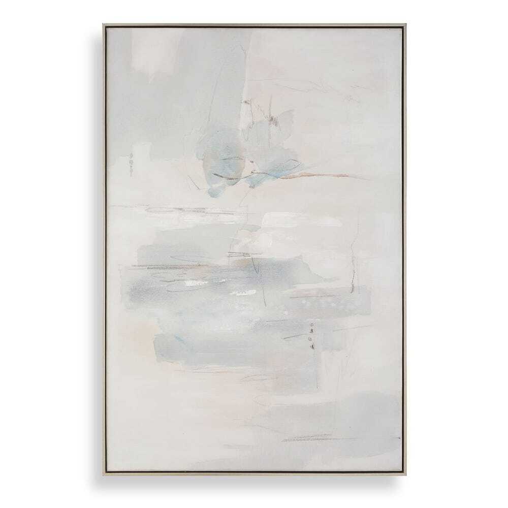 blue and tan framed canvas