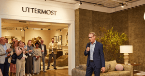 uttermost president mac cooper giving speech at high point market showroom