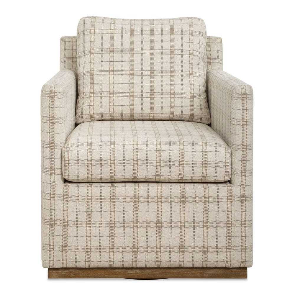 tan and brown plaid accent chair