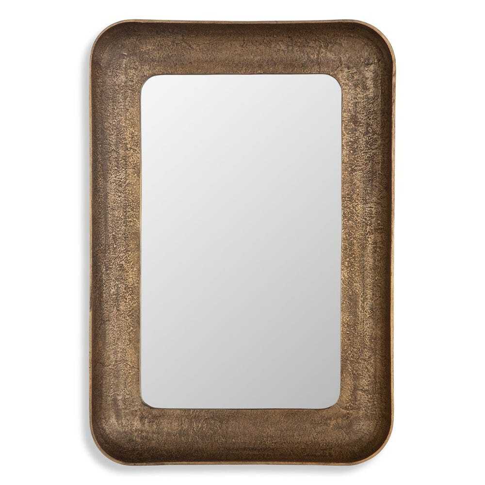 Rectangle mirror with a brown frame