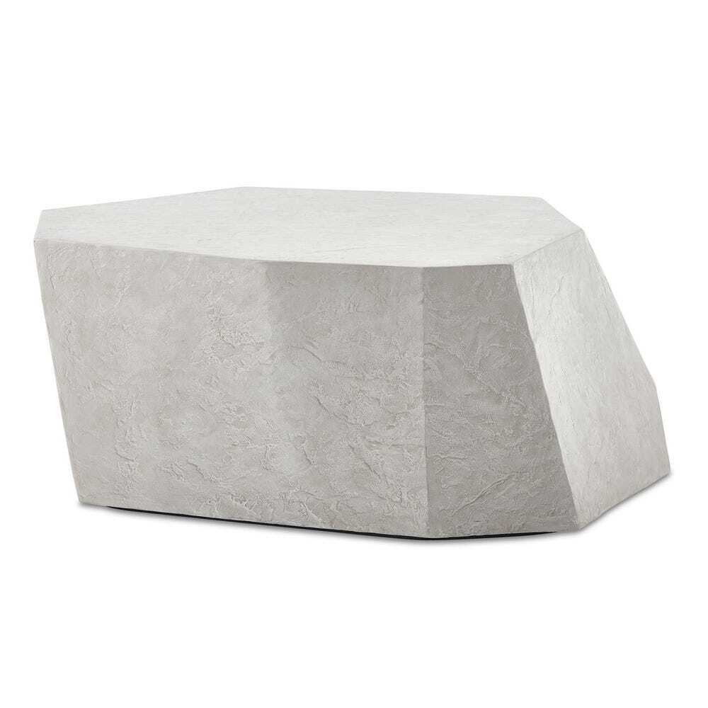 Geometric light stone coffee table with sculptural shape