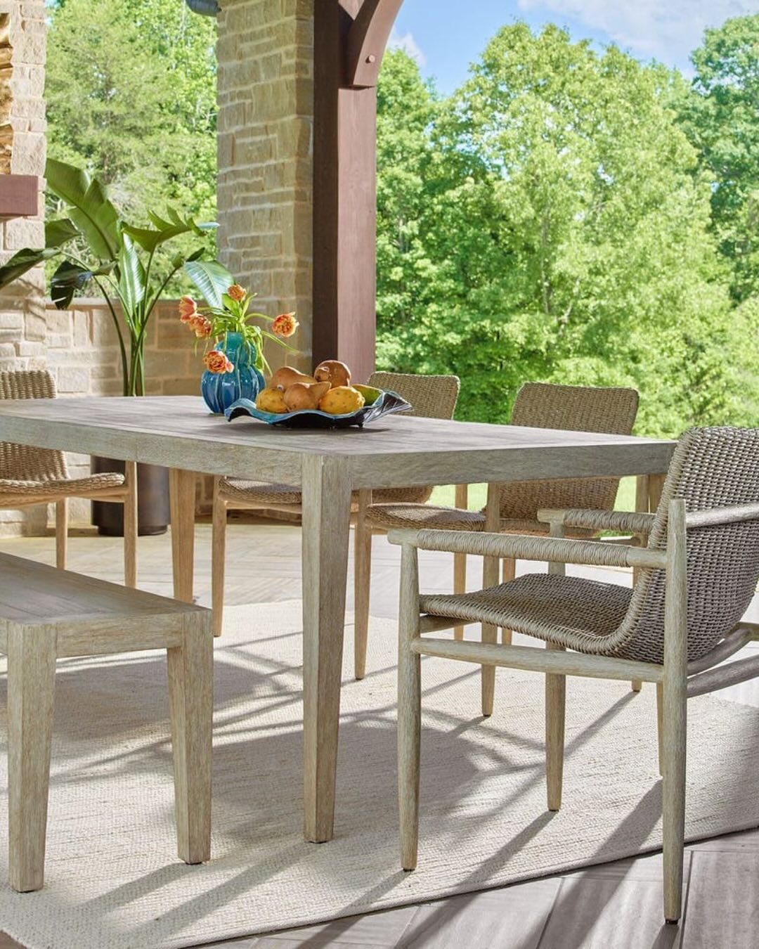 Uttermost Outdoor Collection table and chairs on patio