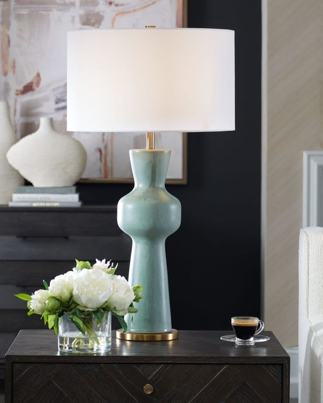 Uttermost light blue lamp with white shade